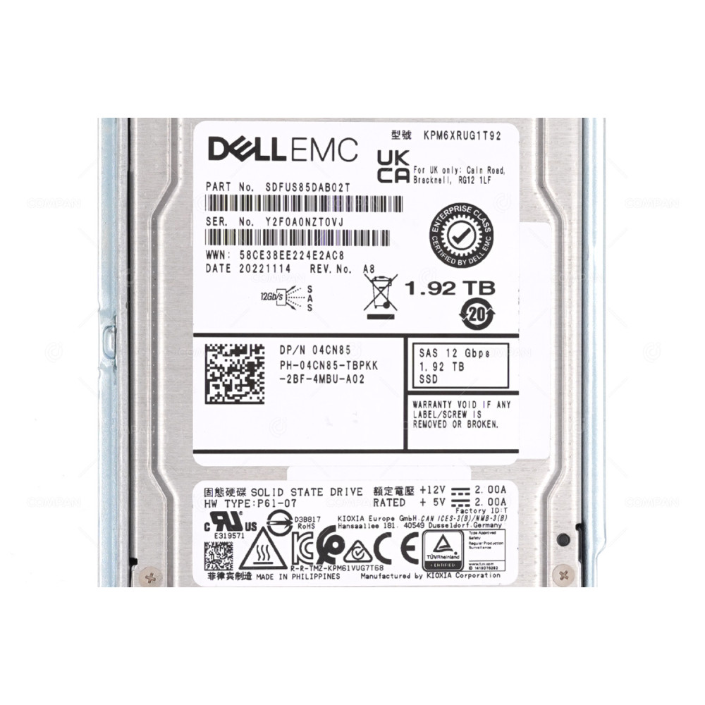 4CN85 G14  DELL 1.92TB 12G SAS 2.5 SFF SSD FOR G14